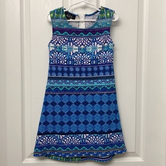 Ally B. Blue Abstract Dress Sleeveless Size 7 - Picture 12 of 12